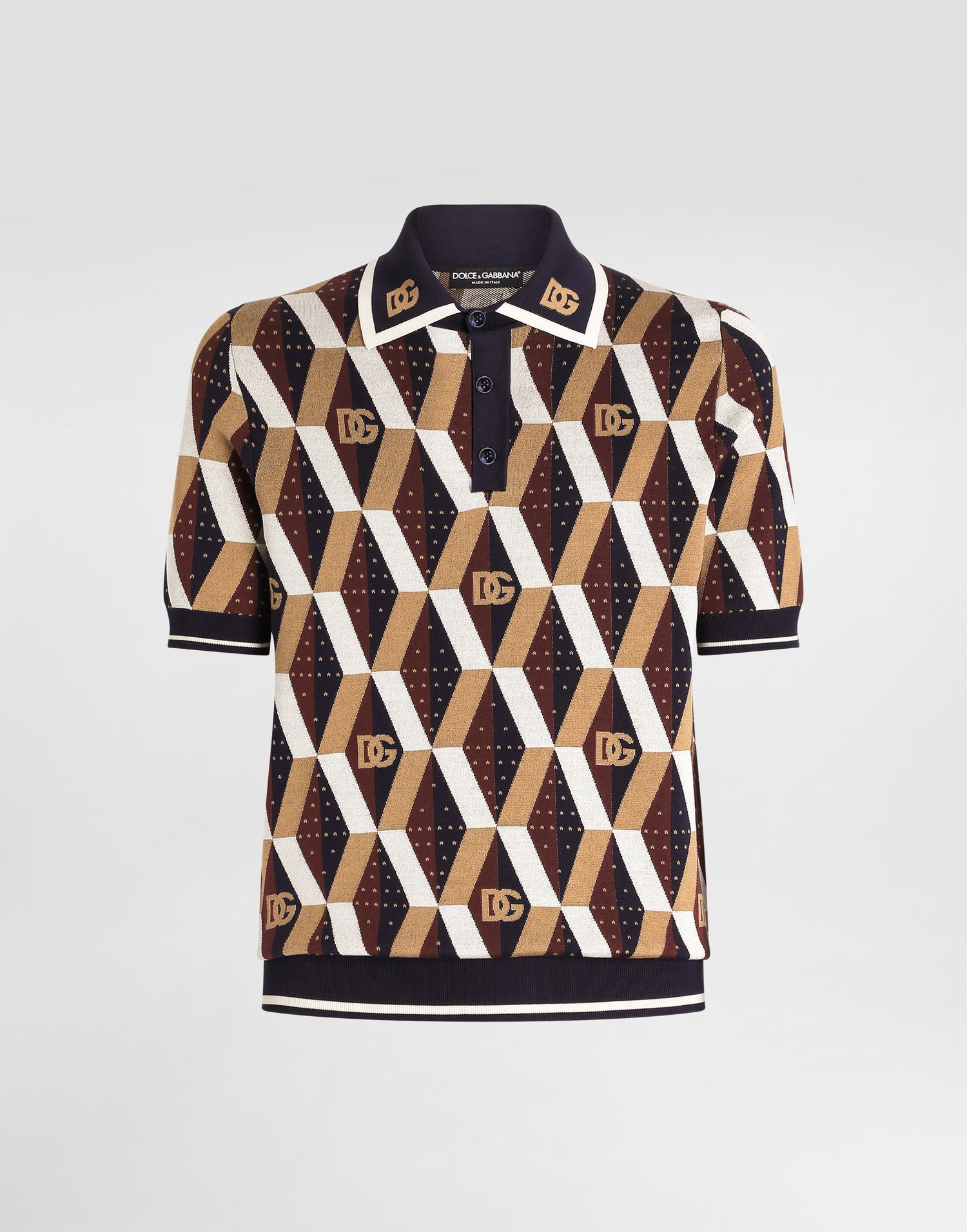 Polo tričko Dolce & Gabbana Dolce & Gabbana Jacquard Polo Shirt Rôznofarebný | GXZ15TJBSN1M9218, 0