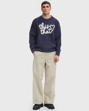 Sveter thisisneverthat Purple Knit Sweater With Logo Heart Navy | TN243KKNPK11PUP, 1