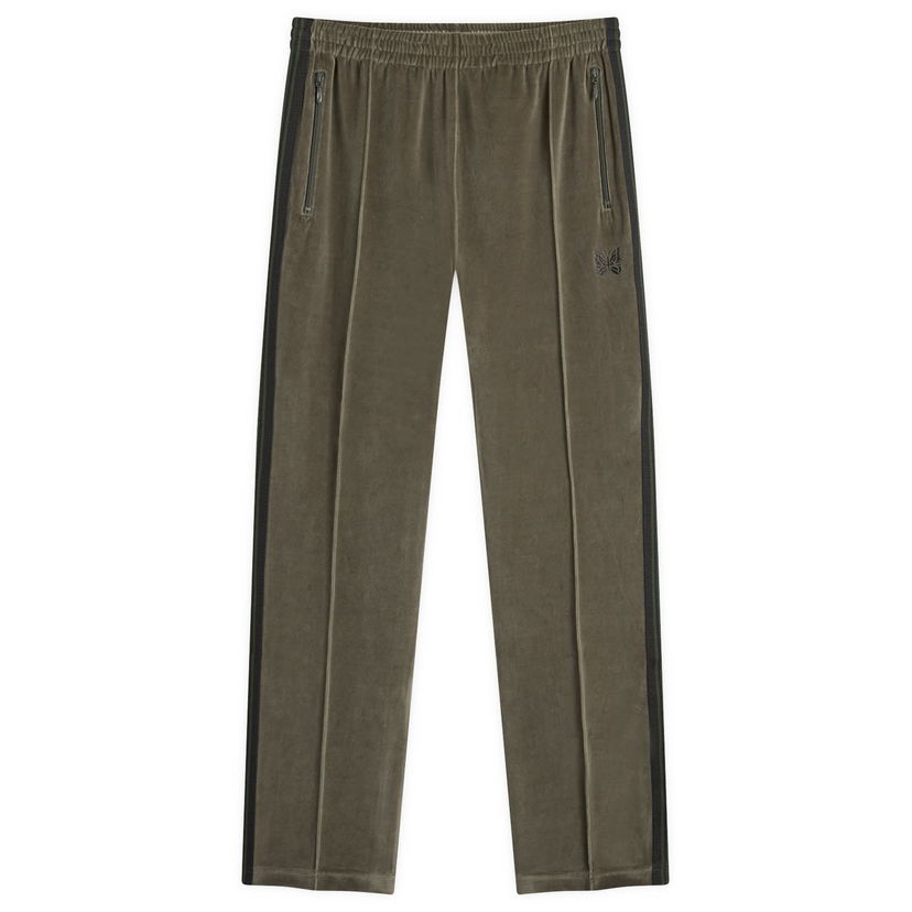 Tepláky Needles Velour Narrow Track Pant Olive Medium Zelené | PU280-B