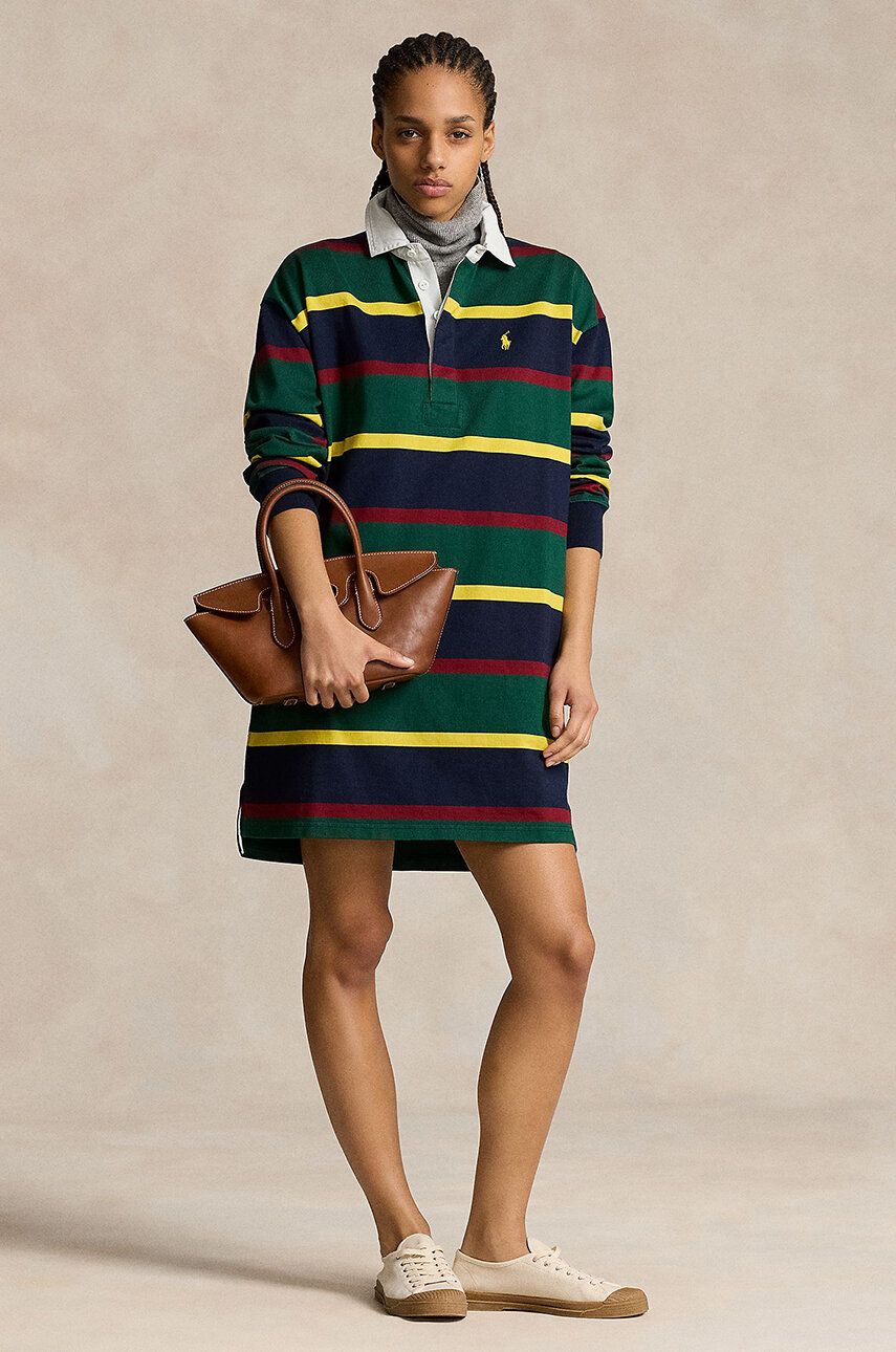 Šaty Polo by Ralph Lauren Striped Mini Dress Zelené | 211941215, 0