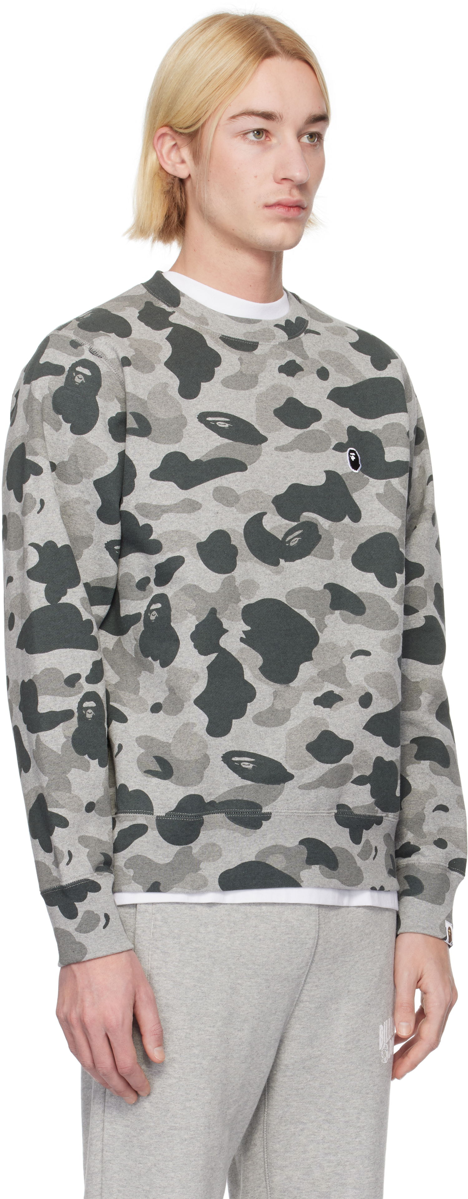 Mikina BAPE Camo Ape Head Crewneck Sweatshirt Šedá | 001SWK801005M, 1