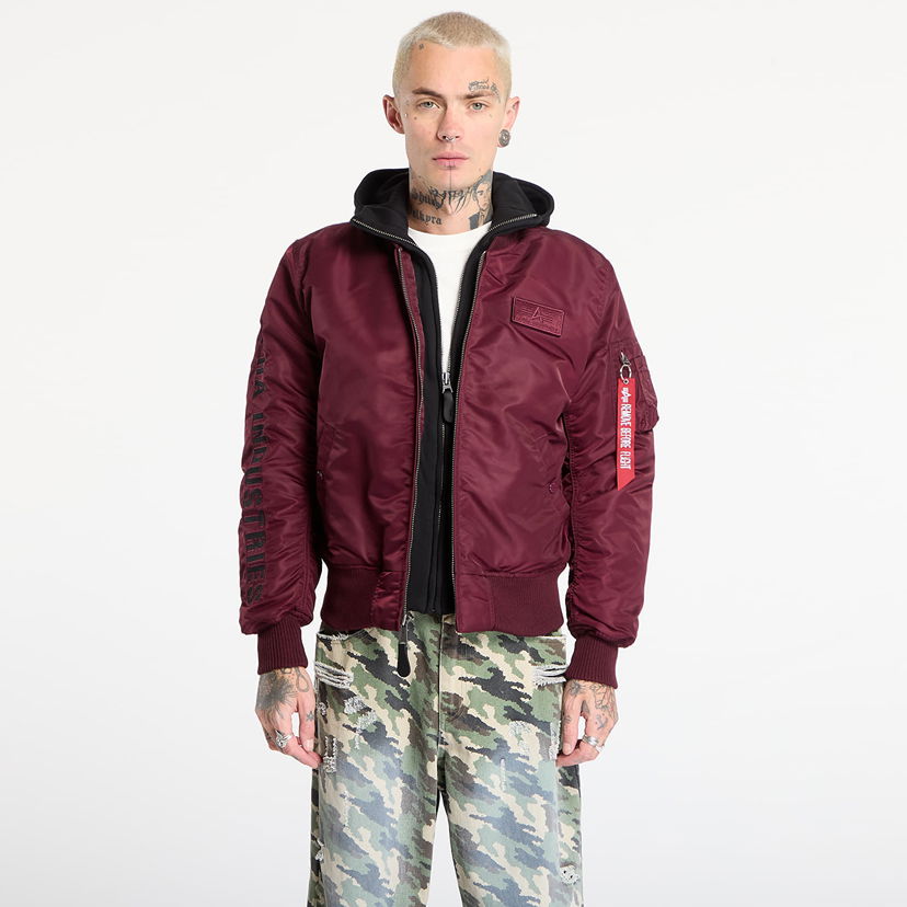Bomber bunda Alpha Industries MA-1 D-Tec Sleeve Embroidery Bomber Jacket Vínová | 133104-608