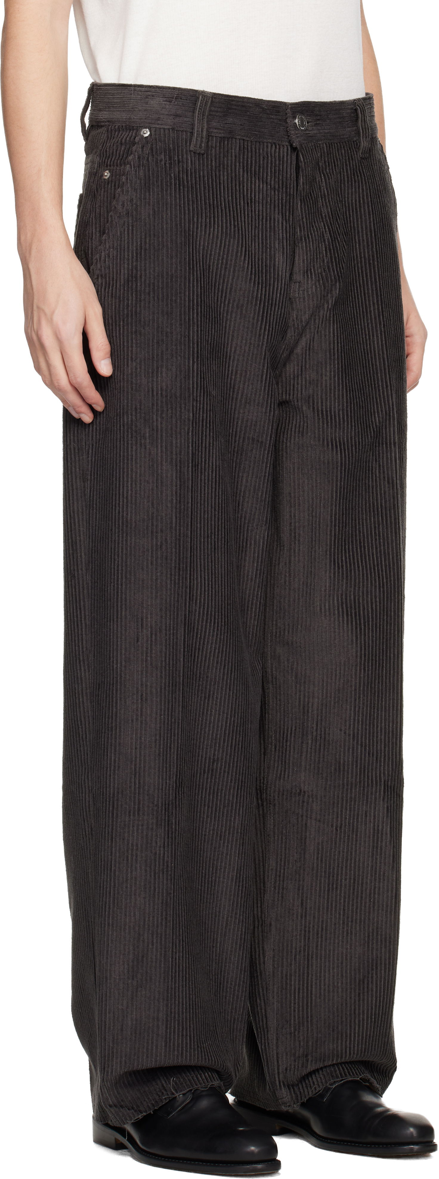 Nohavice AMI AMI Paris Cotton Corduroy Large Fit Trousers Čierna | H25HTR830.CO0131, 1