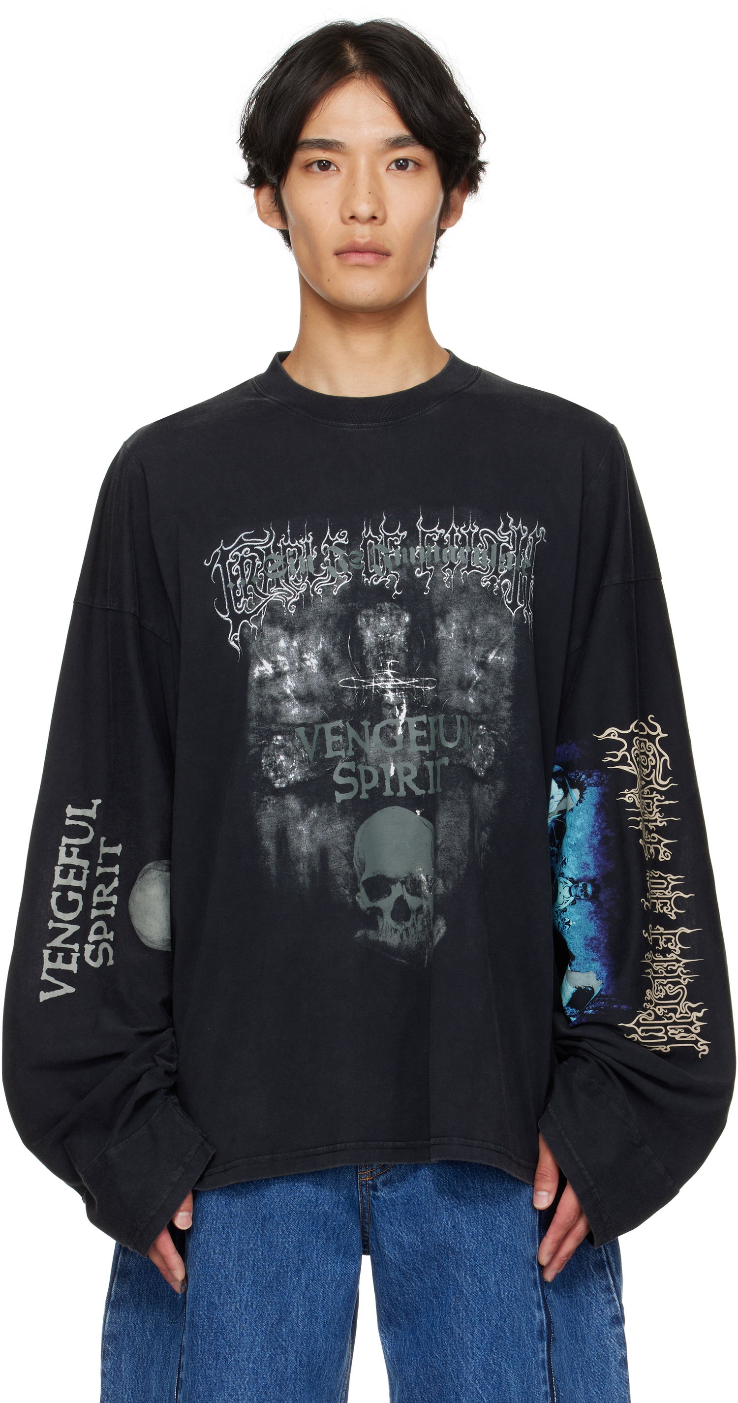 Tričko VETEMENTS Vetements Cradle of Filth 'Spirit' Cut-Up Longsleeve T-Shirt Čierna | UCF76LS680M, 0