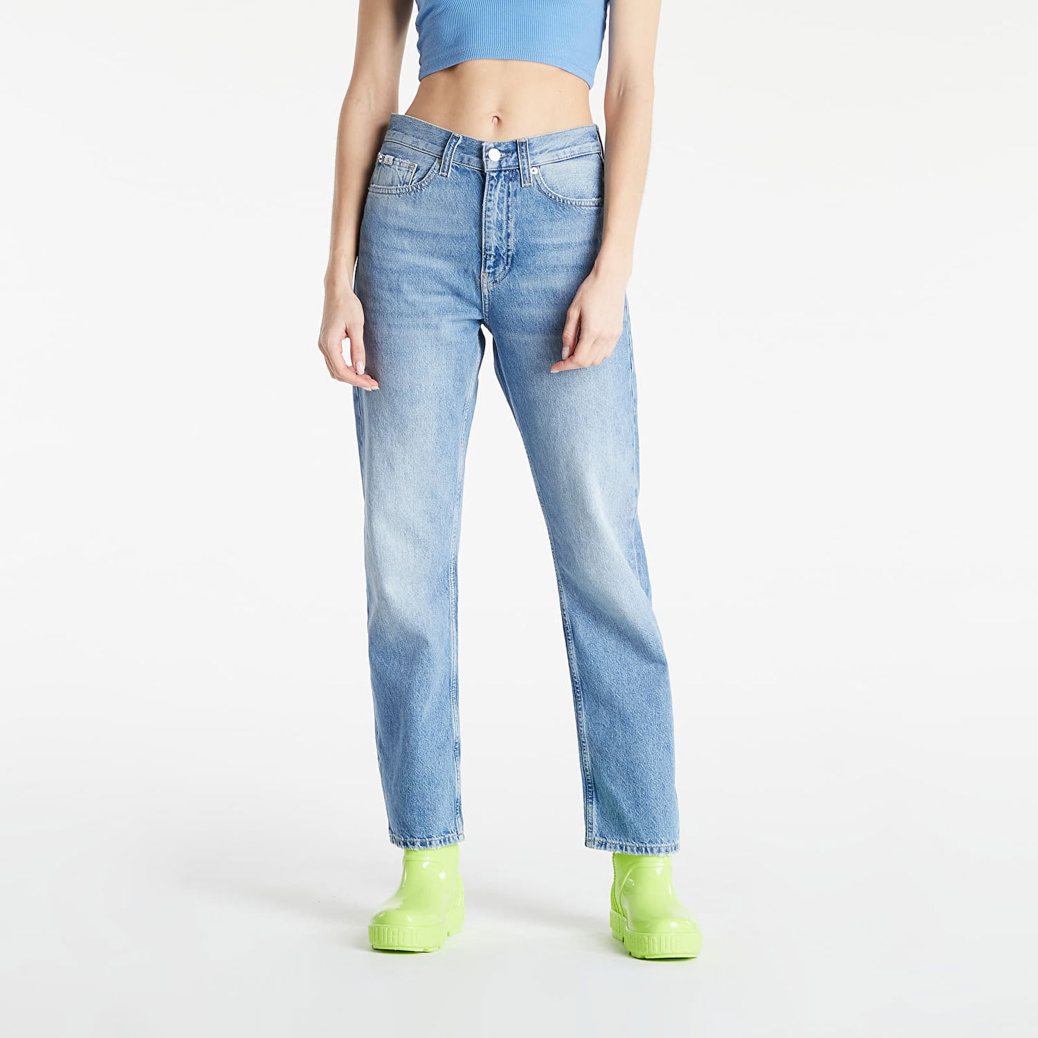 Džínsy CALVIN KLEIN High Rise Straight Ankle Denim Medium Modrá | J20J218629 1A4, 0