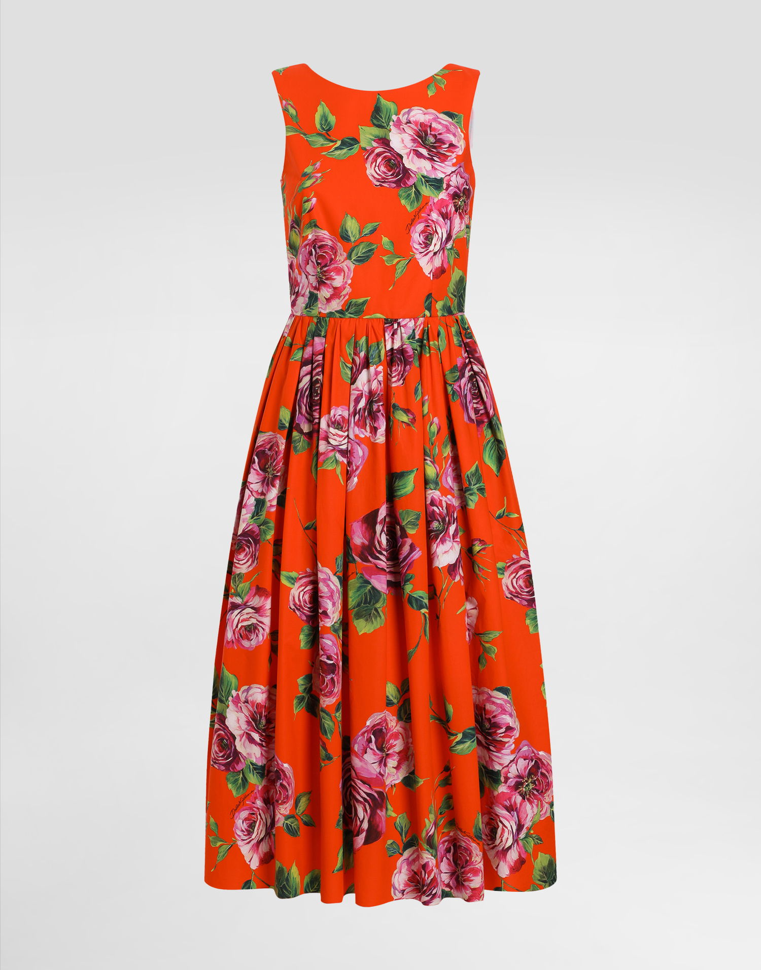 Šaty Dolce & Gabbana Dolce & Gabbana Rose Print Cotton Babydoll Dress Oranžová | F6JHVTHS5TIHO5JA, 0