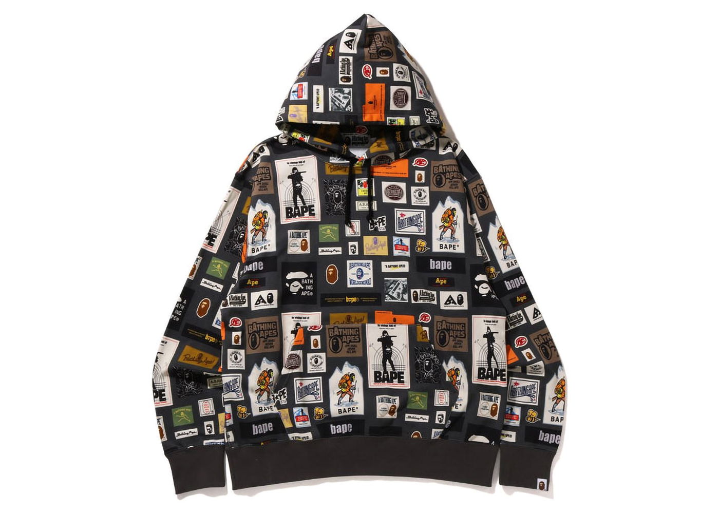Mikina BAPE Multi Label Relaxed Fit Pullover Hoodie Čierna | 1I80-114-004, 0