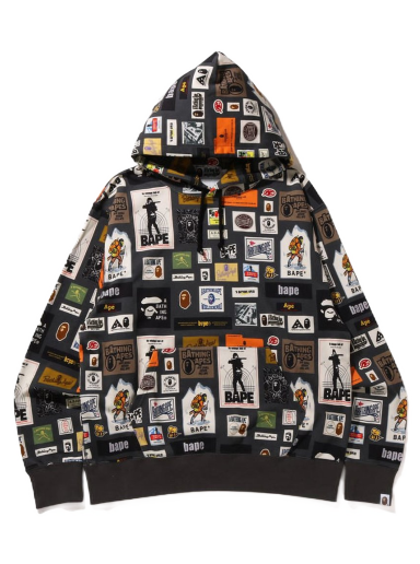 Mikina BAPE Multi Label Relaxed Fit Pullover Hoodie Čierna | 1I80-114-004