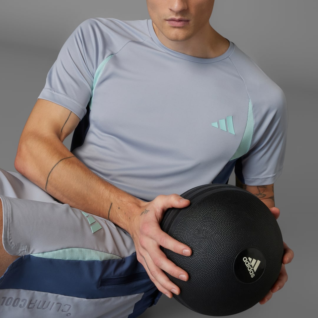 Tričko adidas Performance Tech Apparel Colorblock Tee Šedá | JM4177, 0