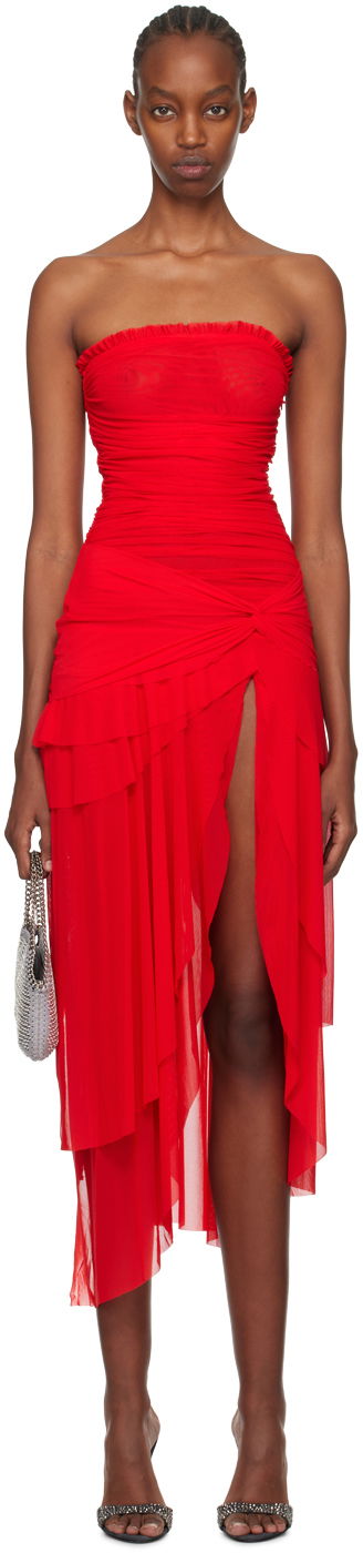 Šaty GUIZIO Guizio Lyla Twist Midi Dress Červená | R24414K027