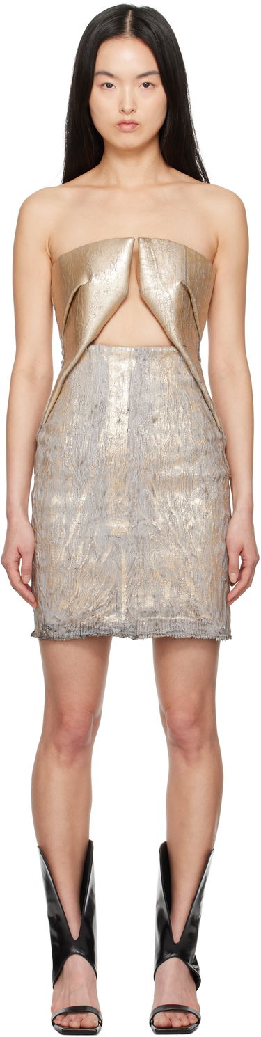 Šaty Rick Owens Rick Owens Hollywood Prong Denim Minidress Metalická | RP01E7531 SGMC, 0