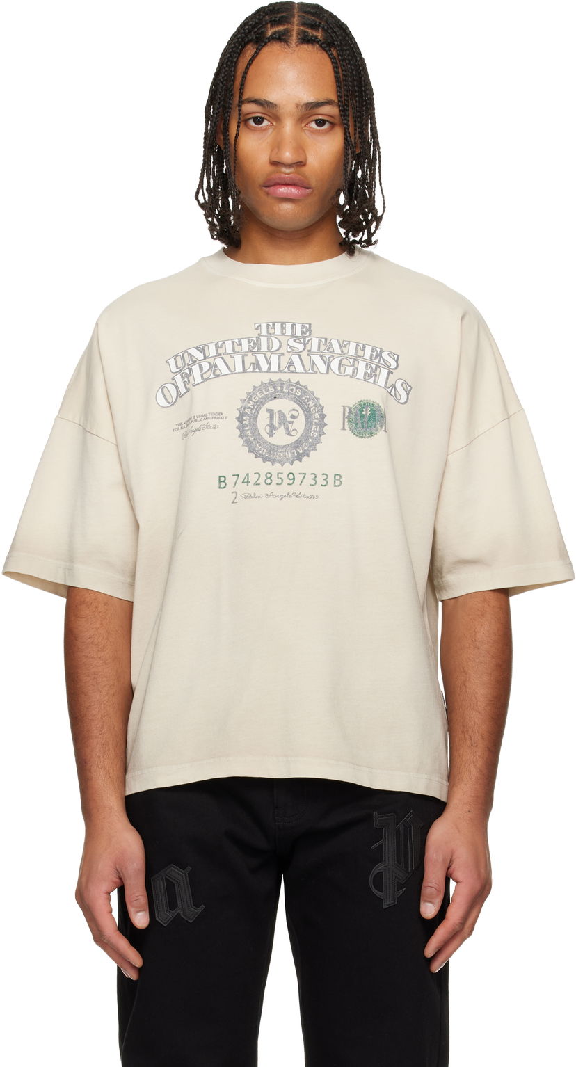 Tričko Palm Angels PA Dollar Loose T-shirt Béžová | PMAA10DF25JER0030B10