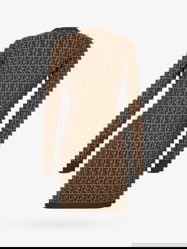 Šaty FENDI Knitted FF Pattern Dress Hnedá | FZDC83ASJTF0GGE, 4