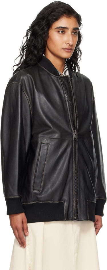 Bomber bunda Max Mara Weekend Max Mara Tattico Leather Jacket Čierna | 2525446031600, 1