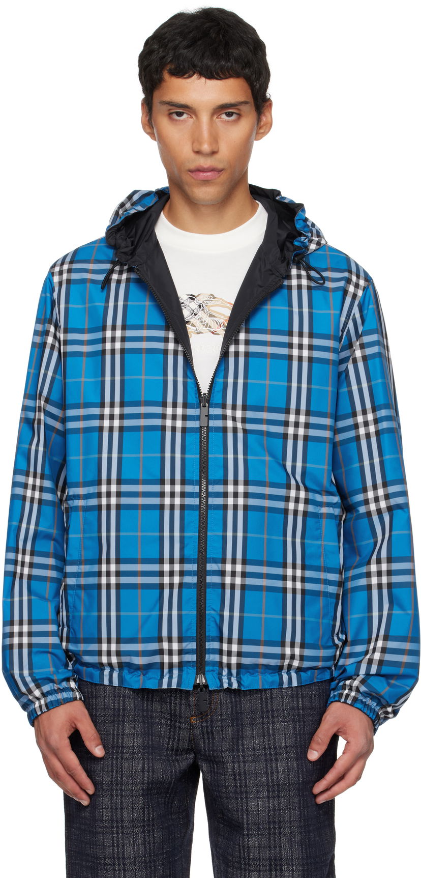 Bunda Burberry Burberry Hooded Reversible Jacket Modrá | 8110369
