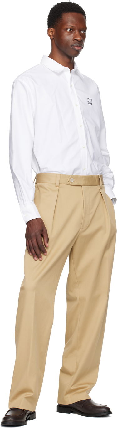 Nohavice BOSS BECKHAM x BOSS Stretch Cotton Trousers Biela | 50549203, 4