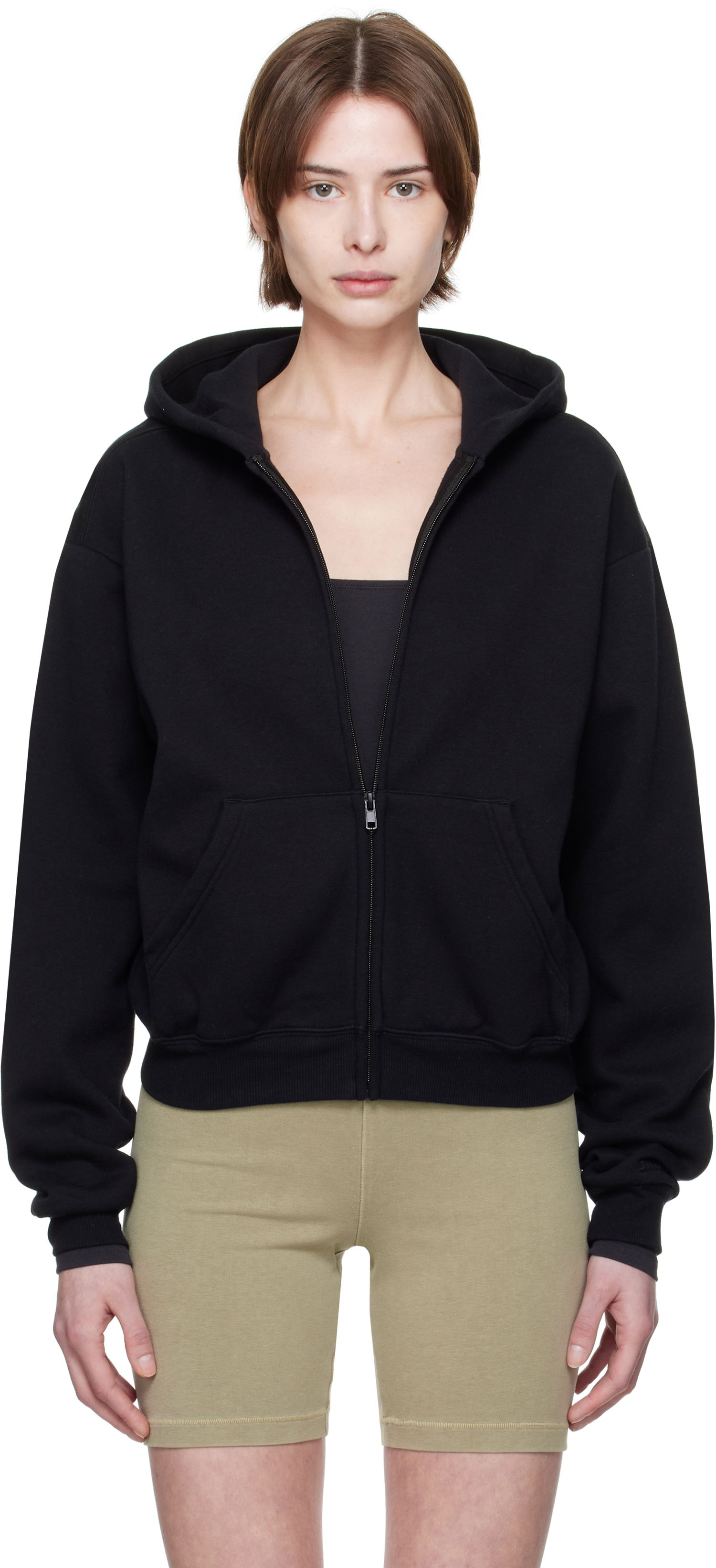 Mikina SKIMS SKIMS Cotton Fleece Classic Zip Hoodie Čierna | ZU-ZUP-8366W, 0
