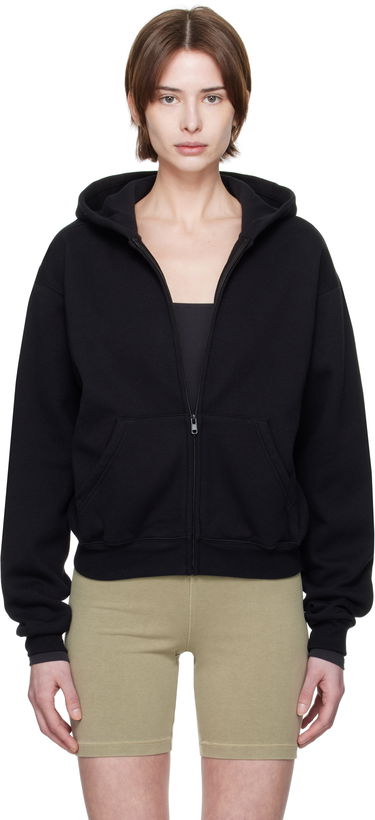 Mikina SKIMS SKIMS Cotton Fleece Classic Zip Hoodie Čierna | ZU-ZUP-8366W, 0