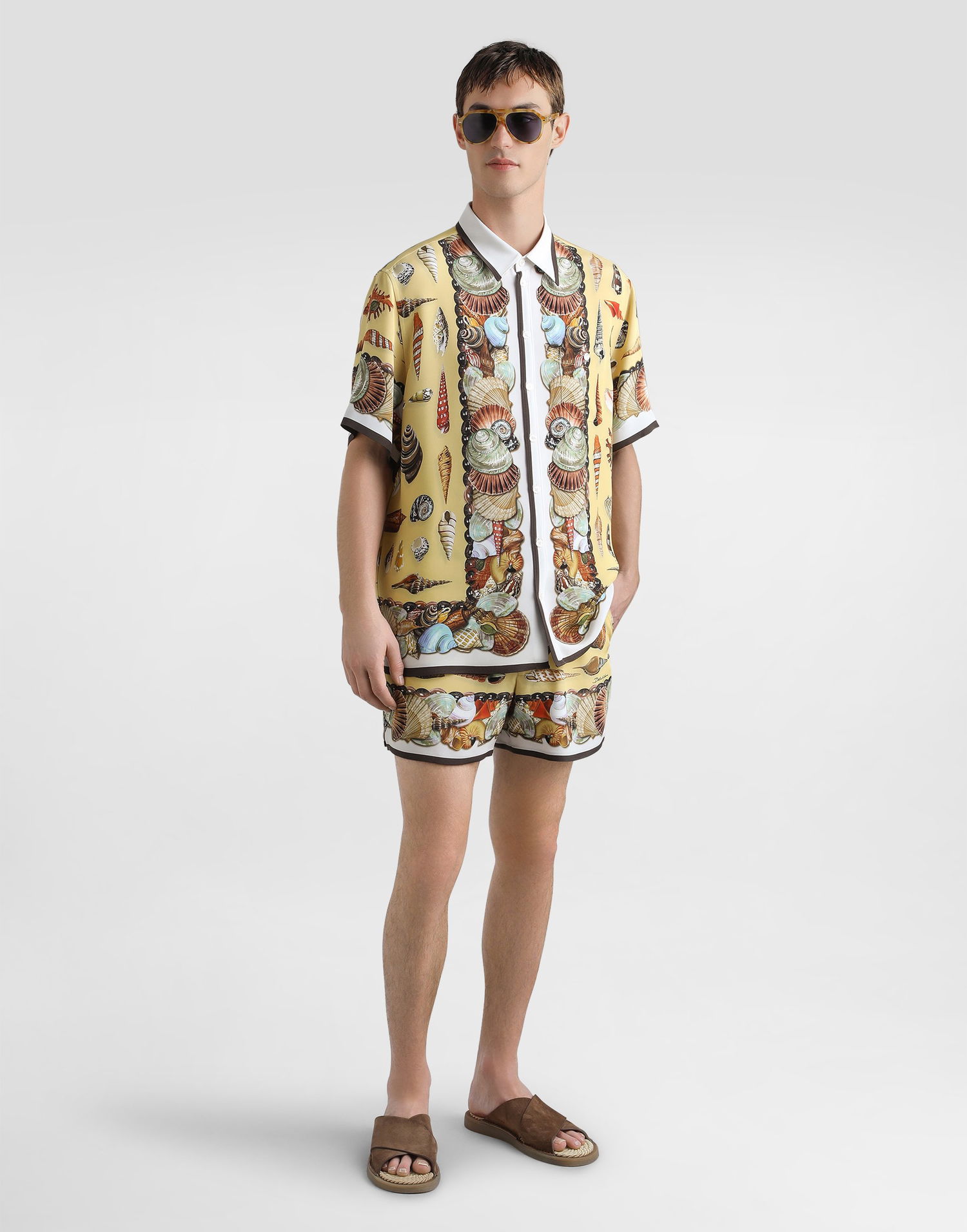 Košeľa Dolce & Gabbana Dolce & Gabbana Shell-Print Crêpe Hawaii Shirt Žltá | G5LG9THI1ZDHG5PO, 1