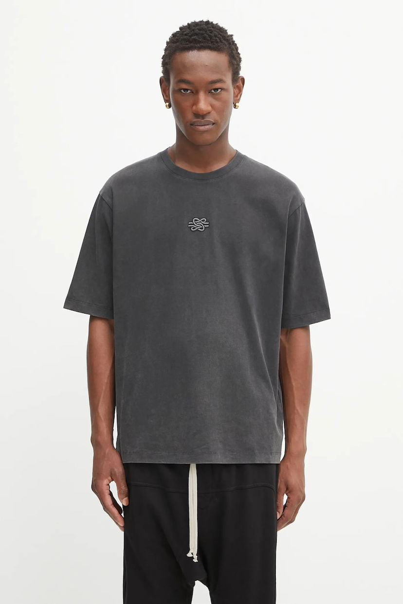 Tričko Filling Pieces Filling Pieces Boxy Embroidered T-Shirt Čierna | 412520501142