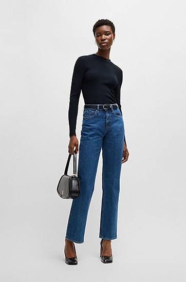 Sveter BOSS Ribbed Knit Sweater Navy | 50489430, 1