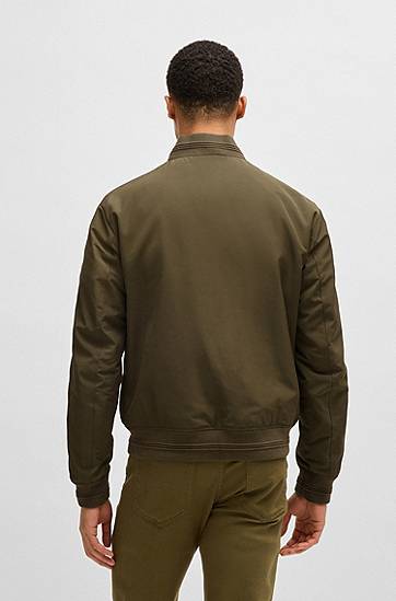 Bomber bunda BOSS Porsche x BOSS Canvas Jacket with Stripes Zelené | 50532471, 1