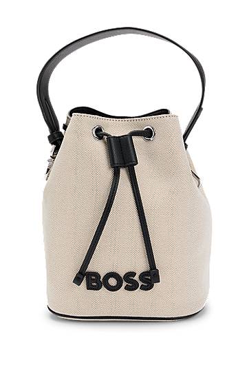 Taška cez rameno BOSS BOSS Textured Bucket Bag with Faux-Leather Pouch Béžová | 50541492, 0
