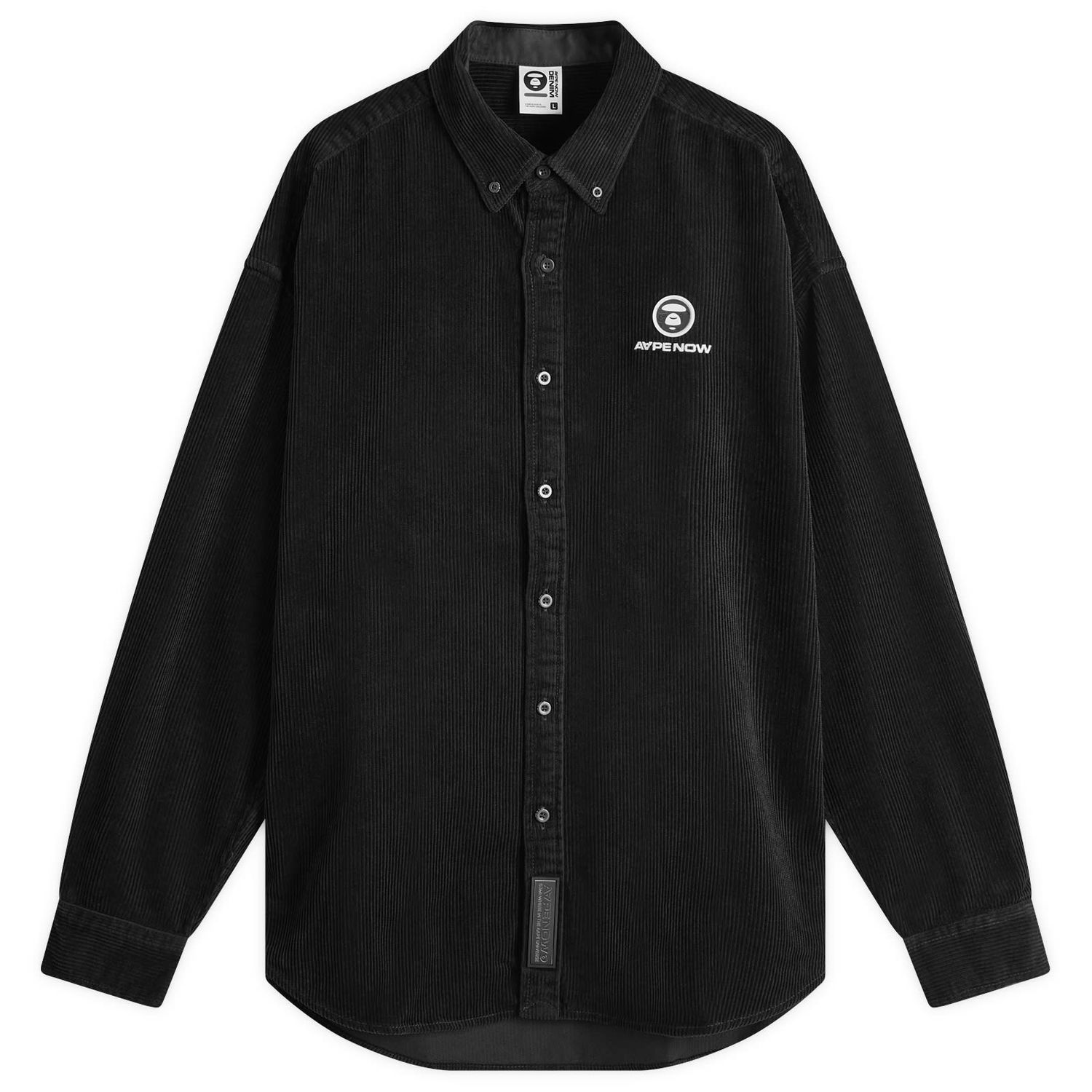 Košeľa AAPE by A Bathing Ape AAPE Now Corduroy Shirt, Size Large Čierna | AAPSTM8499XXNBKX, 0