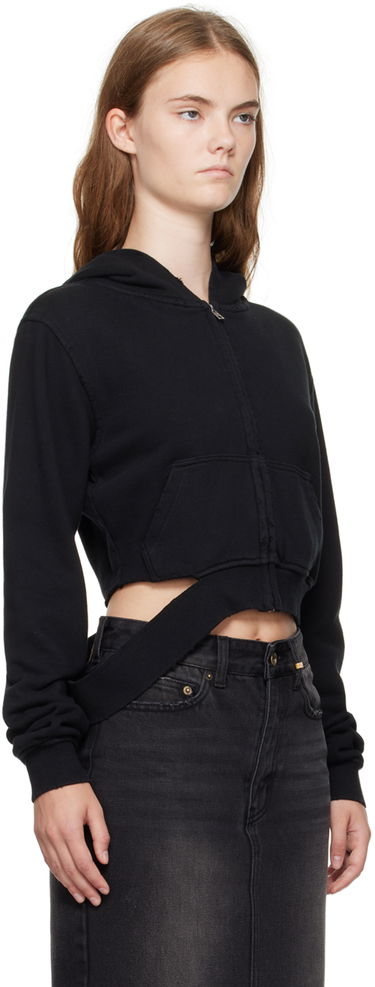 Mikina We11done We11done Distressed Zip-Up Hoodie Čierna | WD-TJ2-24-808-W-BK, 1