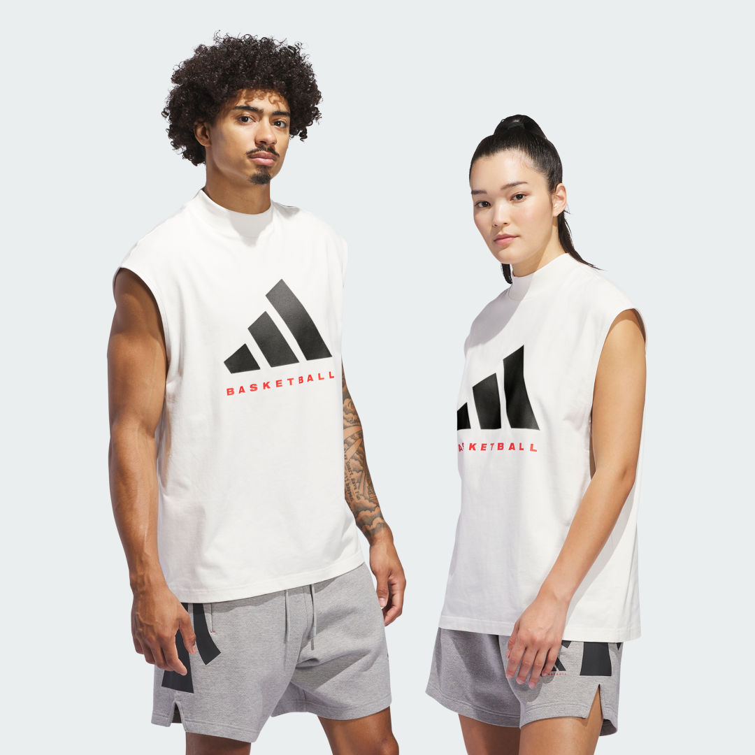 Tielko adidas Performance Sleeveless Basketball T-Shirt Biela | IW5648, 0