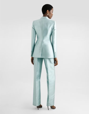 Nohavice Dolce & Gabbana Dolce & Gabbana Shantung Silk Trousers Tyrkysová | FTDDWTFU1JKB0276, 2