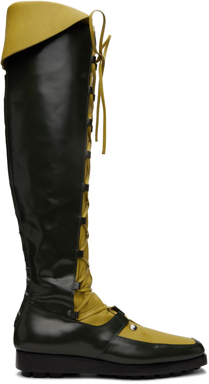 Tenisky a topánky KIKO KOSTADINOV Kiko Kostadinov Priam Lace-Up Knee-High Boots Zelené | KKAW23FT02-98