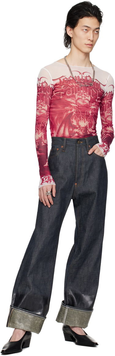 Tričko Jean Paul Gaultier Jean Paul Gaultier 'The Diablo' Graphic Print Long Sleeve T-Shirt Červená | 24/25-U-TO137-T546-0130, 4