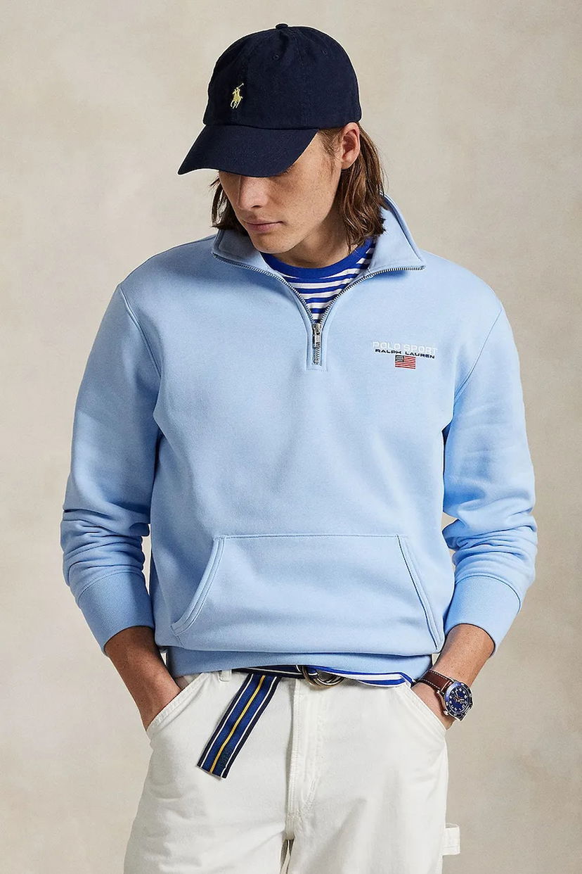 Mikina Polo by Ralph Lauren Polo Ralph Lauren Sport Quarter-Zip Sweatshirt Modrá | 710969033