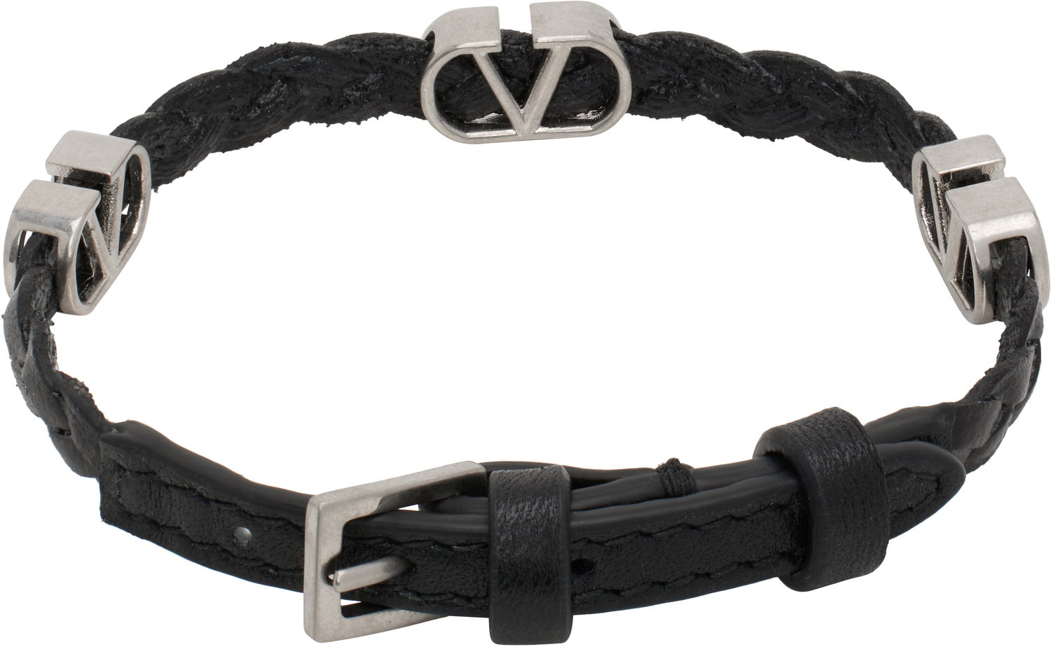 Náramok Valentino Valentino Garavani VLogo Signature Braided Calfskin Bracelet Čierna | 6Y2J0S50QGP, 1