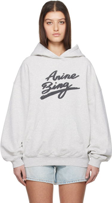 Mikina Anine Bing Anine Bing Harvey Signature Hoodie Šedá | A-08-10525-GRY1, 0
