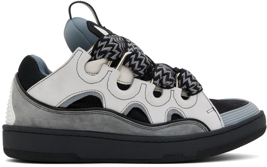 Leather Curb Sneakers "Gray"