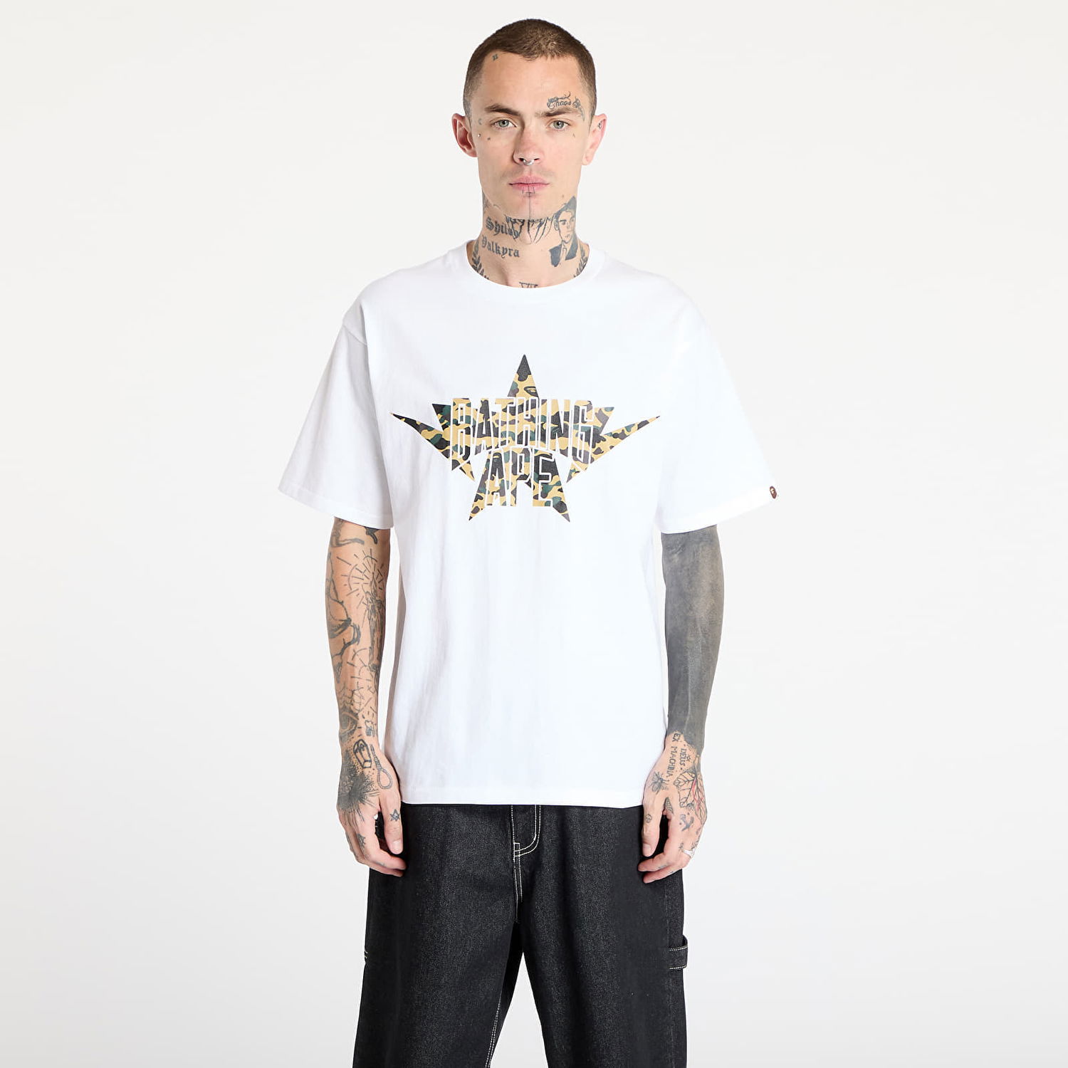 Tričko BAPE A BATHING APE 1st Camo Twin Star NYC Tee Biela | 001TEL301013MWHD, 0