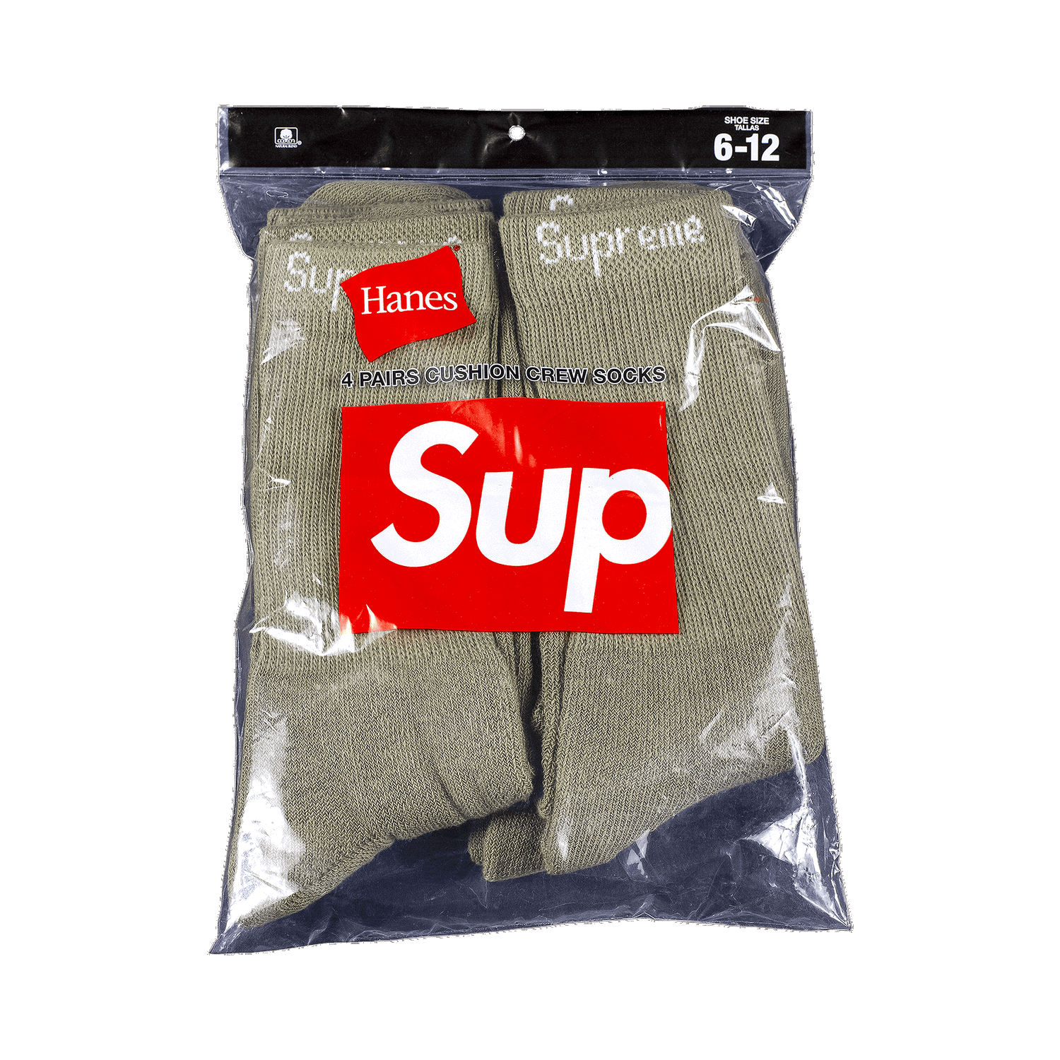 Ponožky Supreme Hanes x Crew Socks 4-Pack Zelené | SS22A27 OLIVE, 0