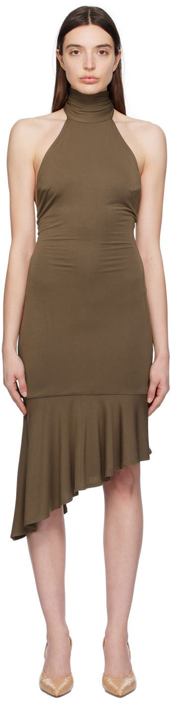 Šaty Miaou Miaou Karina Halter Neck Midi Dress Hnedá | 5028TJBPOLV, 0