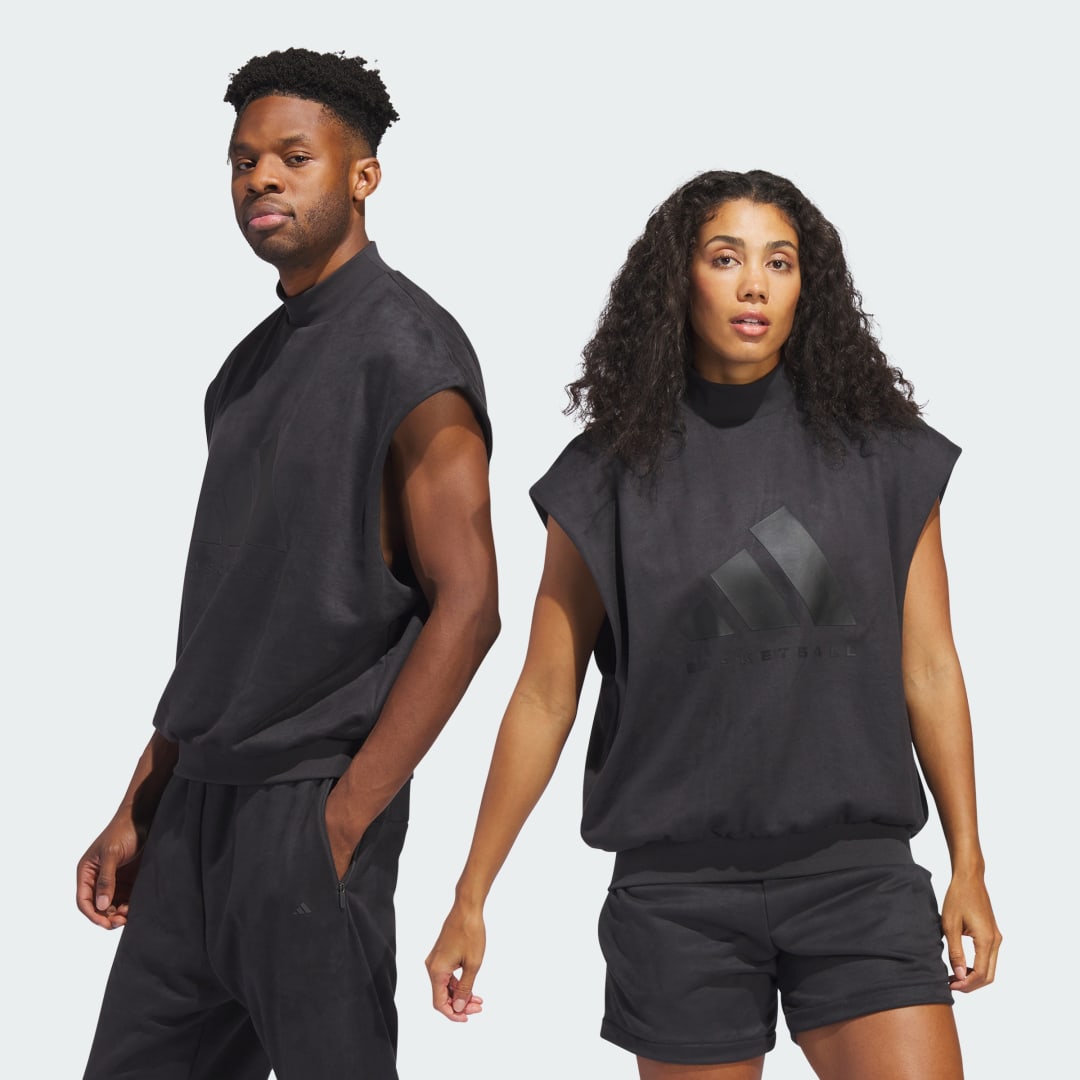 Mikina adidas Performance Basketball Sueded Sleeveless Sweatshirt Čierna | IN7702, 1