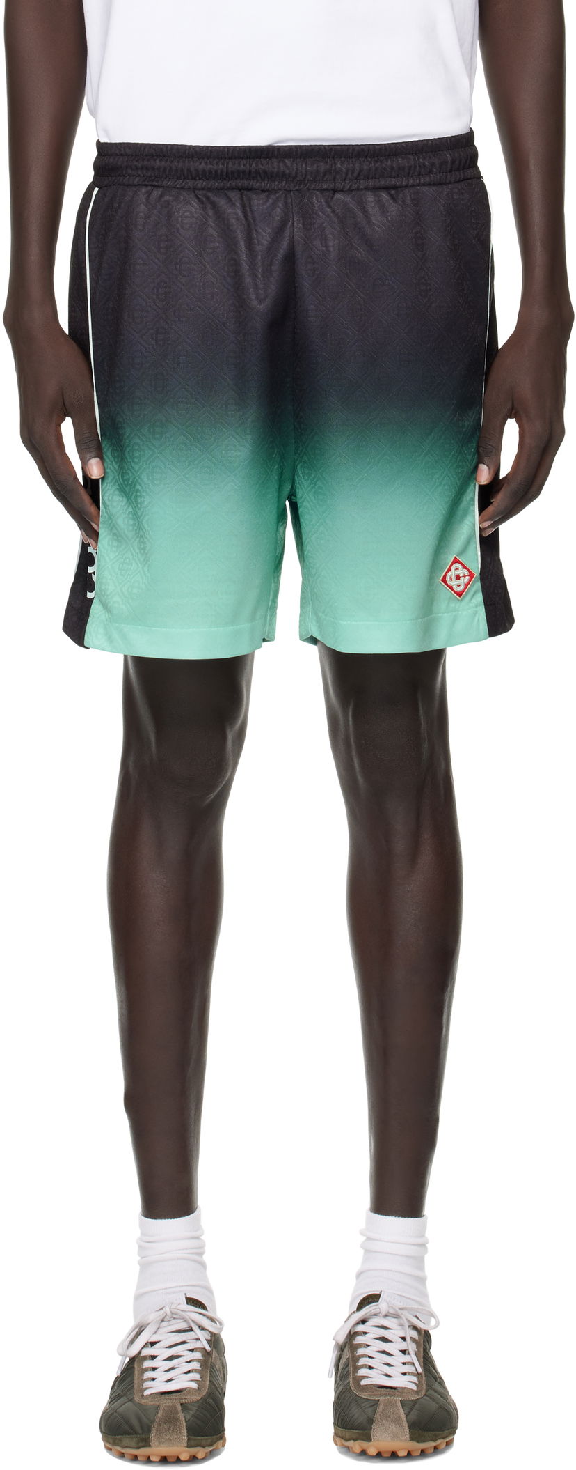 Šortky Casablanca Casablanca Gradient Monogram Football Shorts Zelené | MPF25-JTR-253-01