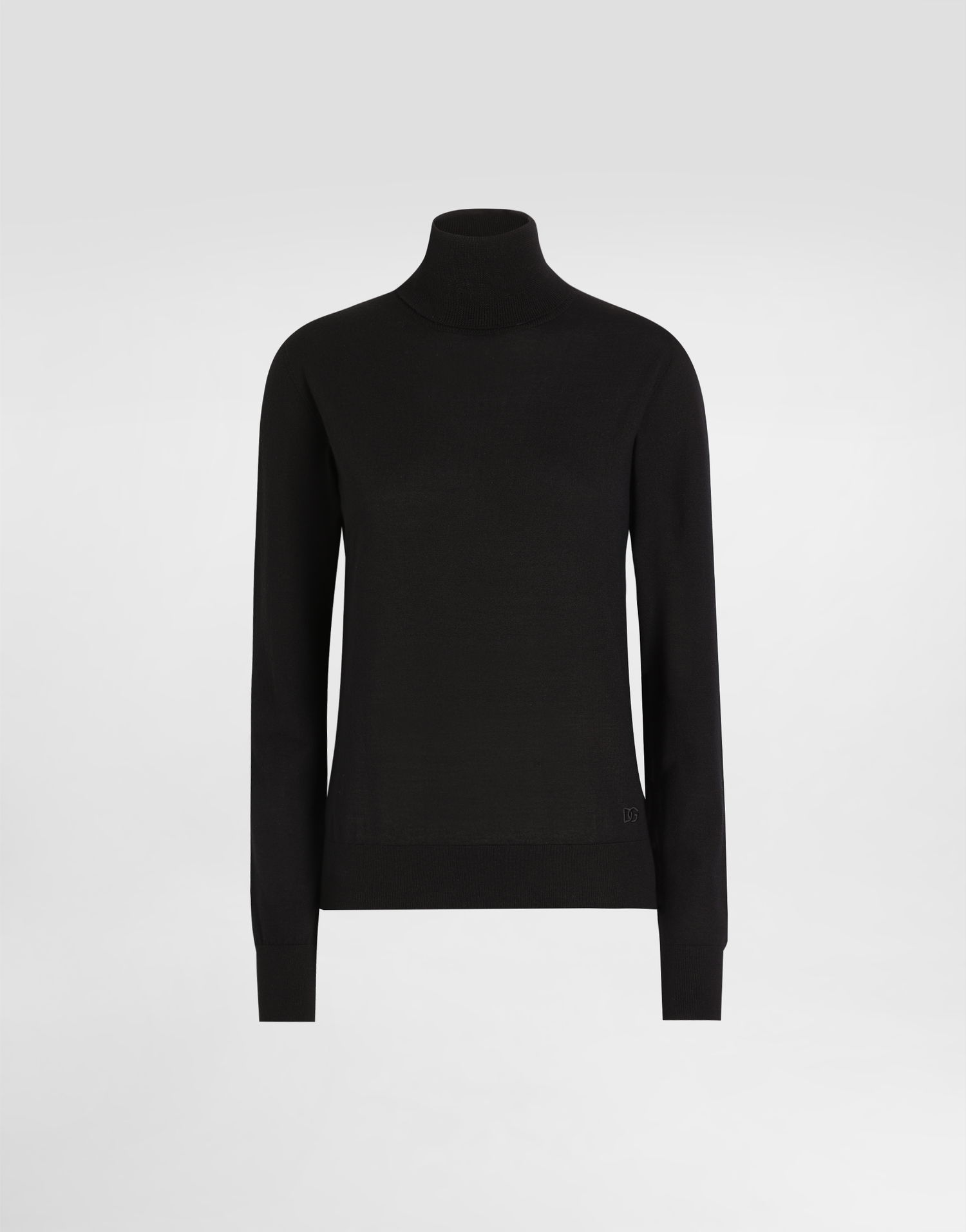 Sveter Dolce & Gabbana Dolce & Gabbana Wool Turtleneck Sweater with Logo Embroidery Čierna | FXW13ZJCVXFN0000, 0