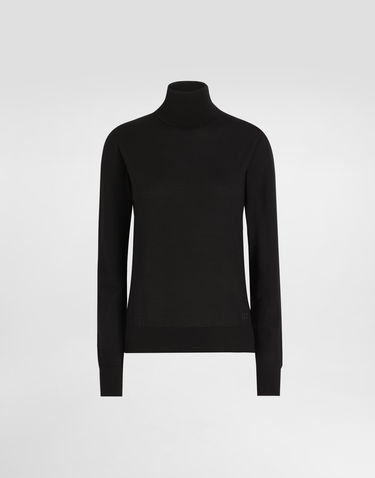 Sveter Dolce & Gabbana Dolce & Gabbana Wool Turtleneck Sweater with Logo Embroidery Čierna | FXW13ZJCVXFN0000, 0