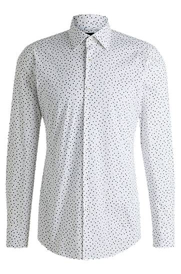 Košeľa BOSS Slim Fit Floral Print Stretch Cotton Poplin Shirt Biela | 50532871