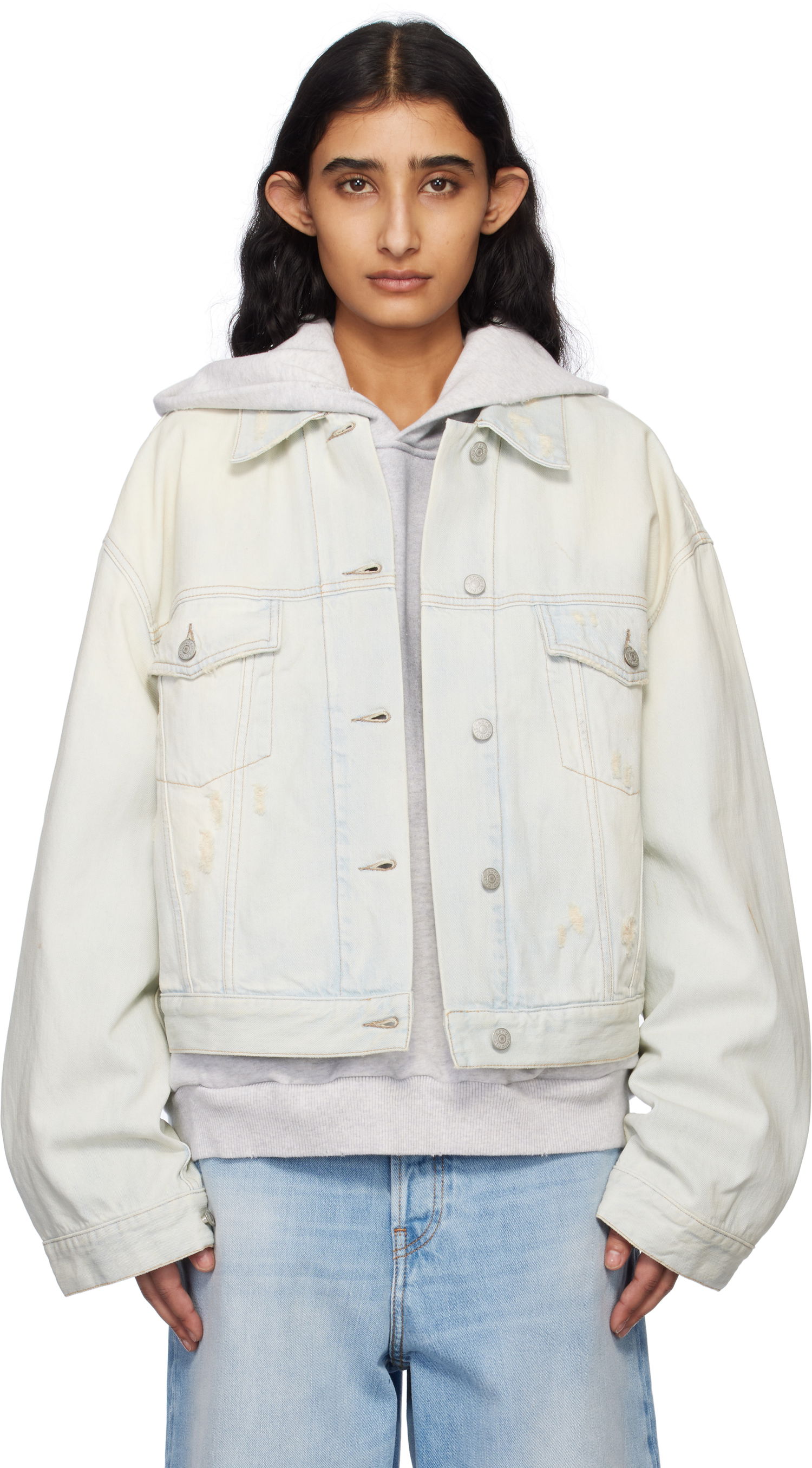 Bunda Acne Studios Acne Studios Relaxed Cropped Denim Jacket Modrá | A90639-, 0