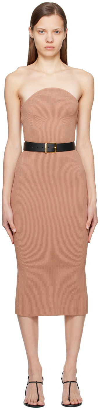 Šaty Khaite 'The Rumer' Strapless Midi Dress Béžová | 8833400, 0