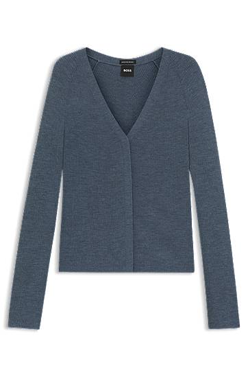 Sveter BOSS Merino Wool Cardigan Modrá | 50544904