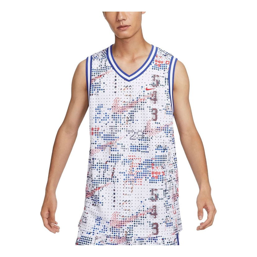 Tielko Nike Dri-FIT Basketball Jersey Print Biela | FZ0691-100