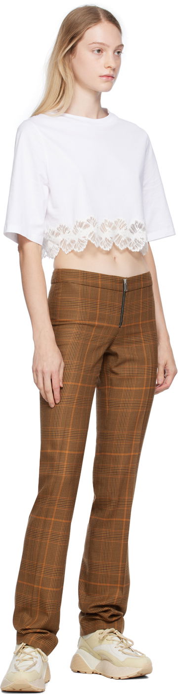 Nohavice Stella McCartney Exposed Zip-Fly Glen Plaid Trousers Hnedá | 6401343CQ750, 3